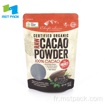 Sac d&#39;emballage de poudre de cacao Sac de fermeture à glissière d&#39;aliments